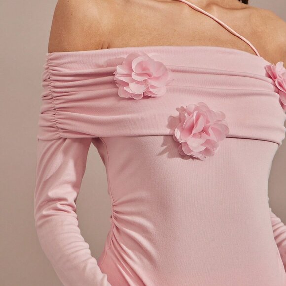 Baby Pink Romantic Women's Pastel Floral Top - Picture 7 of 8